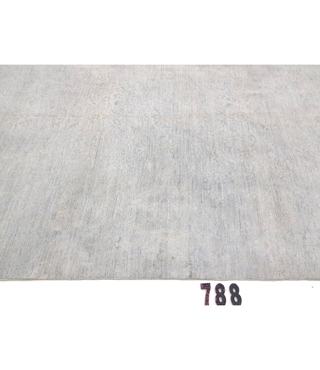 Modernes Unifarbenes Teppich – Handgeknüpft – 244 x 164 cm – Wollteppich in Grau-Blau