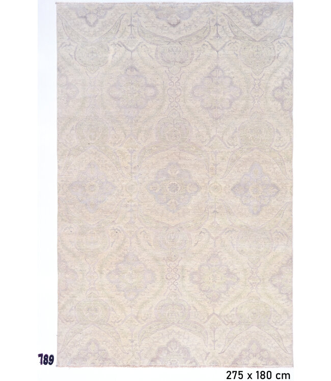 Elegant Lichtbeige Klassiek Tapijt – 275 x 180 cm – Handgeknoopt Wol