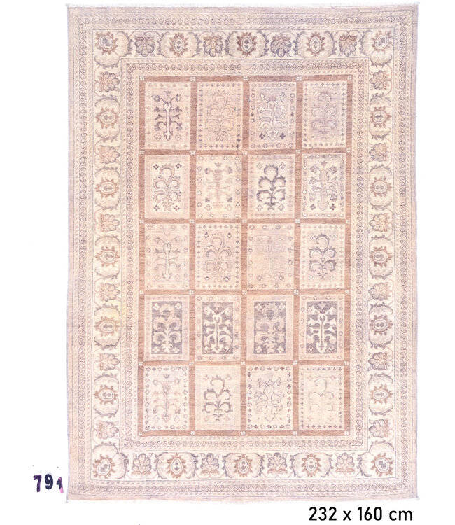 Orientalisches Teppich mit Karomuster – 232 x 160 cm – Handgeknüpft aus Wolle