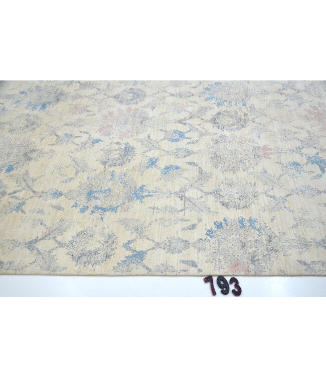 Creme-Grau Vintage Teppich – Blumenmuster – 298 x 200 cm