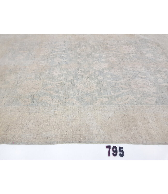 Beiger Pastell-Vintage-Teppich – Verblasstes Blumenmuster – 295 x 195 cm