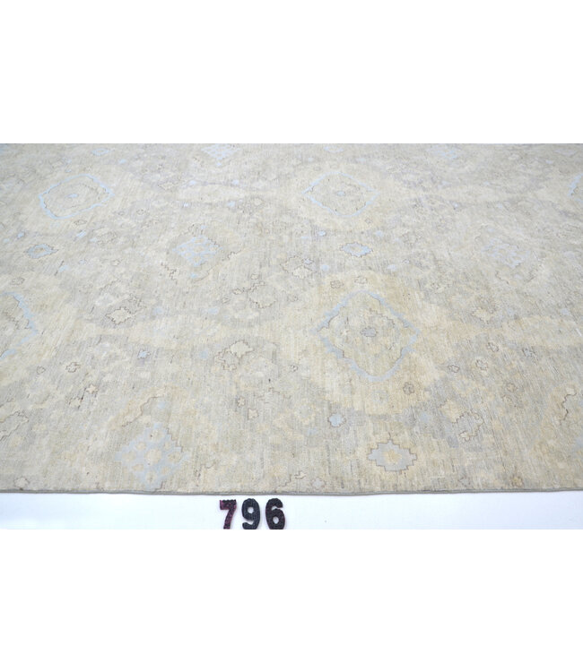 Zandkleurig Vintage Modern Vloerkleed – Vervaagd Geometrisch Patroon – 273 x 183 cm