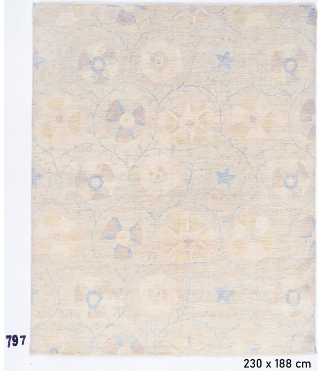 Soft Beige Ziegler Rug, 230 x 188 cm - Hand-Knotted Wool Rug
