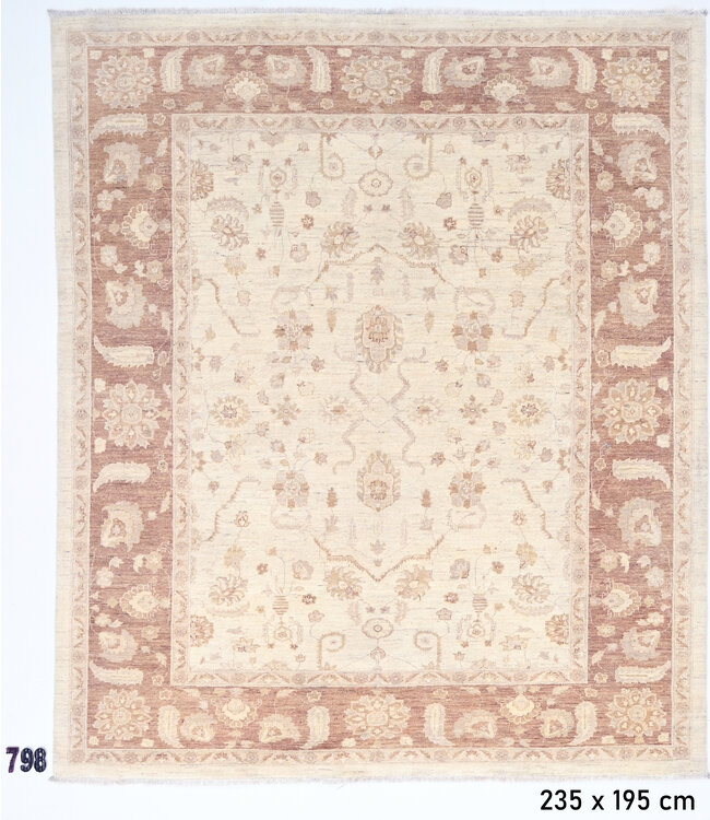 Hand-Knotted Ziegler Rug - 235 x 195 cm - Wool, Classic Floral Pattern
