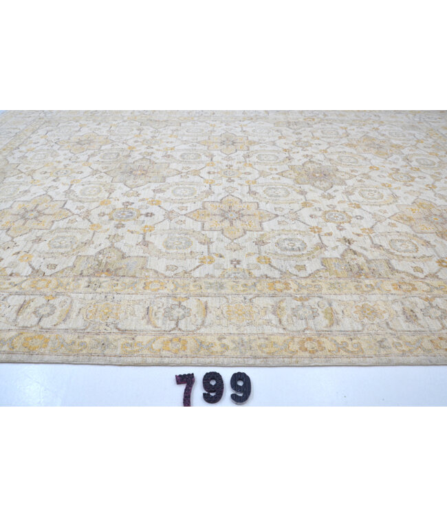 Beige Ziegler Tapijt - 242 x 196 cm - Handgeknoopt Wol