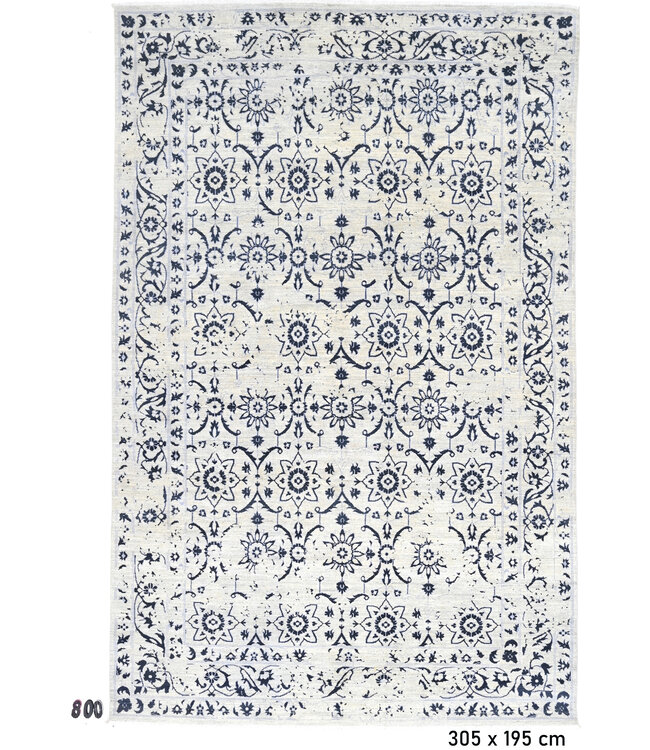 Blaues Ziegler Handgeknüpftes Wollteppich - 305 x 195 cm