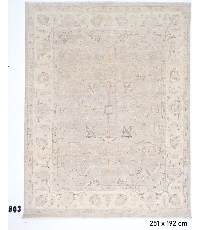 Vintage, Beige en Grijs, 251 x 192 cm – Handgeknoopt Wol Tapijt met Klassiek Patroon