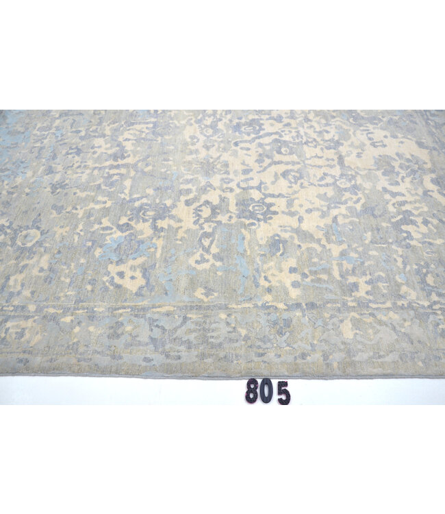 Hellgrau-beiger Ziegler Teppich – 288x202 cm – Handgeknüpfter Wollteppich im Used-Look