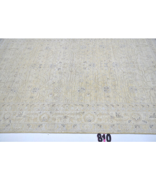 Beige Ziegler vloerkleed – 254x173 cm – Handgeknoopt wollen tapijt met elegante blauwgrijze accenten