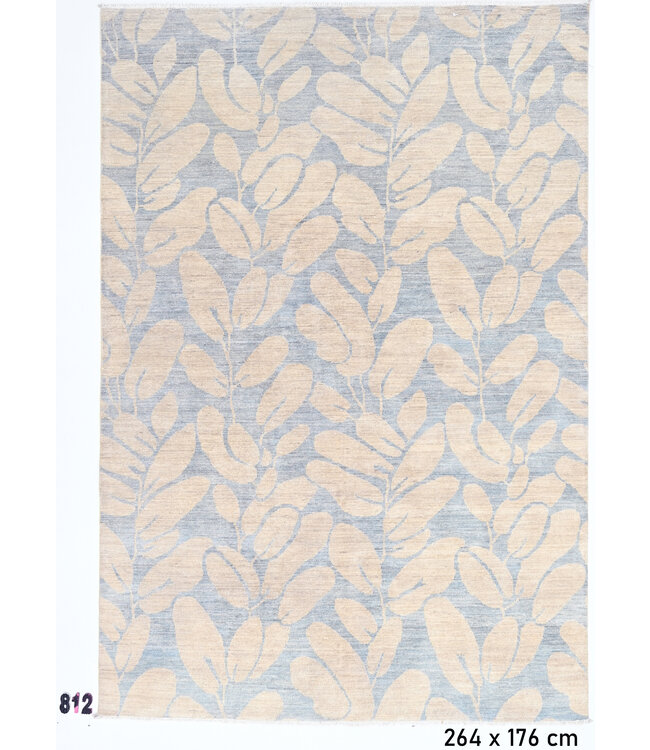 Blue-Beige Modern Pattern – 264 x 176 cm – Hand-knotted Wool Rug