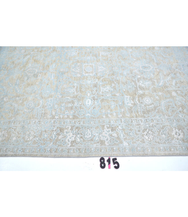 Hellblau-Beiges Ziegler Teppich – Klassisches Blumenmuster – 234 x 170 cm