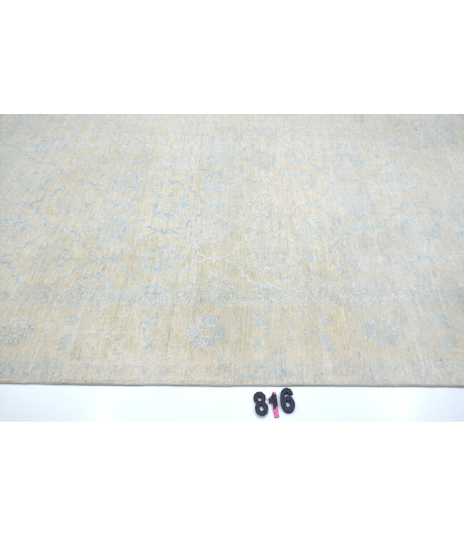 Lichtblauw-Beige Ziegler Vloerkleed – Subtiel Medaillonpatroon – 293 x 198 cm