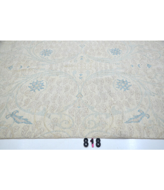 Hellbeiger-Blauer Ziegler Teppich – Symmetrisches Klassikmuster – 235 x 179 cm