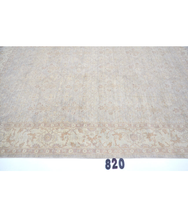 Light Violet Beige Ziegler Rug – Classic Floral Border – 264 x 178 cm