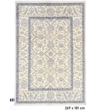 Creme Blau Antiker Teppich – Klassisches Blumenmuster – 269 x 181 cm Creme Blau Antiker Teppich – Klassisches Blumenmuster – 269 x 181 cm
