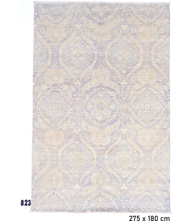 Lavendel Creme Transitional Teppich – Medaillonmuster – 275 x 180 cm