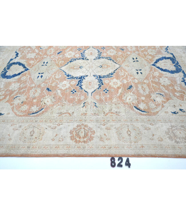 Oudroze Perzisch Vloerkleed met Blauw Accent – Klassiek Design – 287 x 238 cm