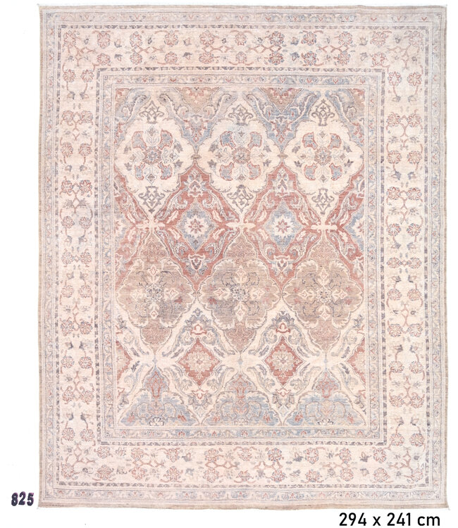 Sandfarbenes Ziegler Teppich – Handgeknüpft Wolle – 294 x 241 cm