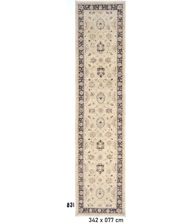 Luxuriöser Orient-Läufer – Dunkler Rand – 342 x 77 cm