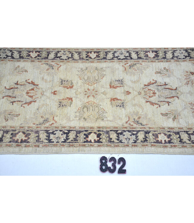 Beiger Ziegler-Läufer mit dunklem Rand – 368 x 72 cm – Klassisches Blumenmuster