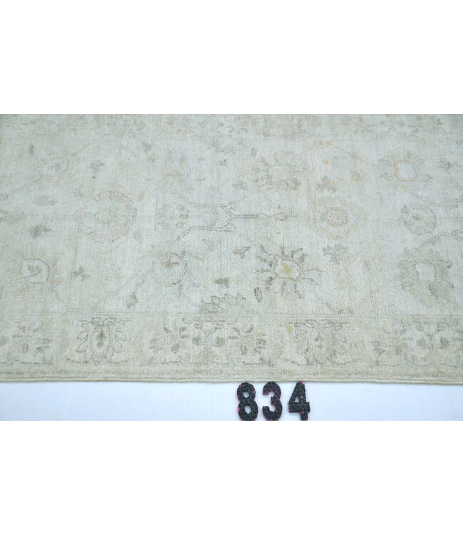 Creme-Grau Ziegler-Läufer – 305 x 77 cm – Handgeknüpftes klassisches Design