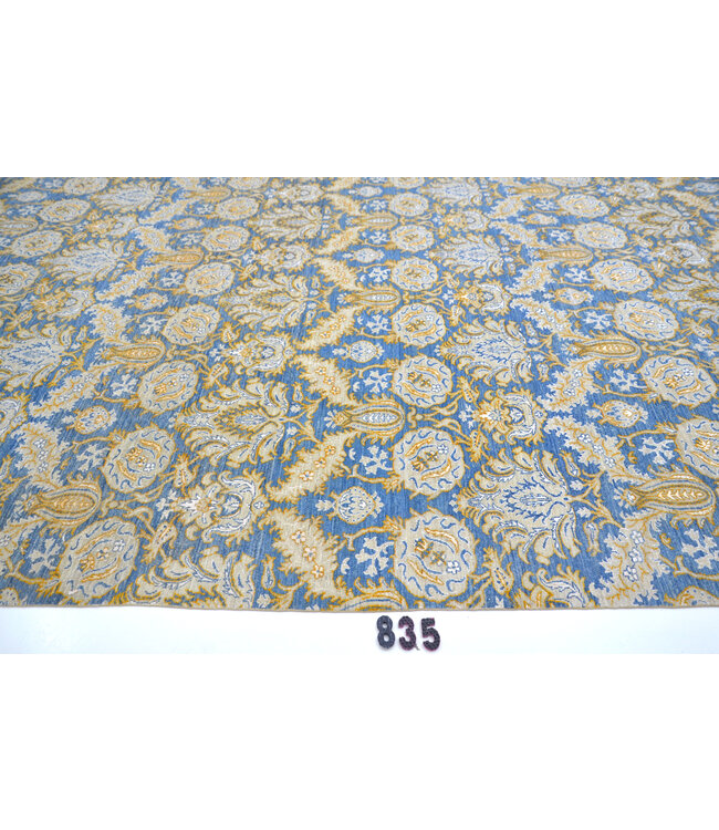 Blauer Moderner Teppich – 410 x 308 cm – handgeknüpft aus Wolle