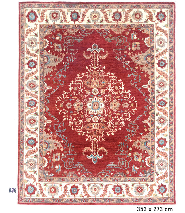 Rood Ziegler vloerkleed – 353 x 273 cm – handgeknoopt van wol
