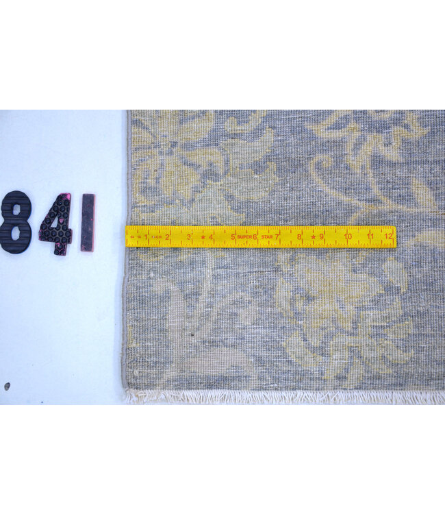 Hand-knotted Wool Rug Grey-Yellow – 189 x 123 cm – Floral Pattern with Vines