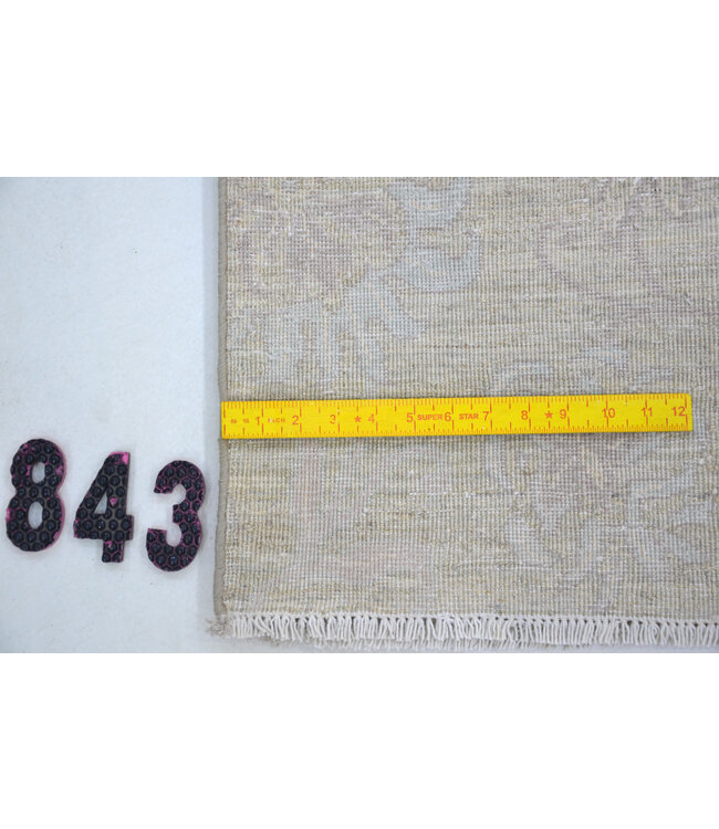 Handgeknoopt wollen tapijt zandkleur – 184 x 123 cm – subtiel bloemdesign in pastel