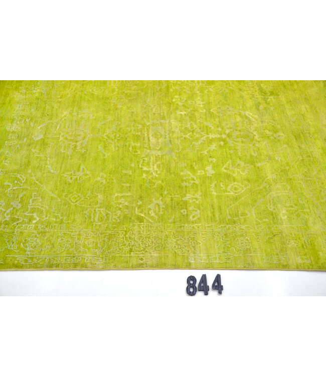 Handgeknüpfter Wollteppich Limettengrün – 192 x 140 cm – moderner Vintage-Stil