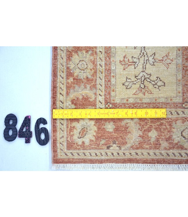 Ziegler Wool Hand-Knotted Rug in Red and Yellow – 132 x 076 cm