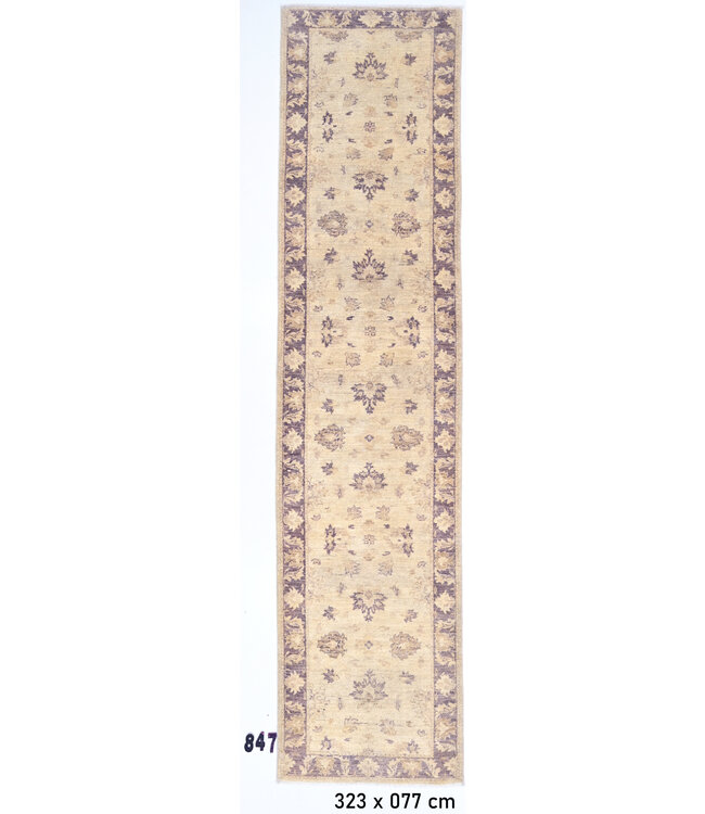 Ziegler Wollen Handgeknoopte Tapijt in Beige en Lila – 323 x 077 cm