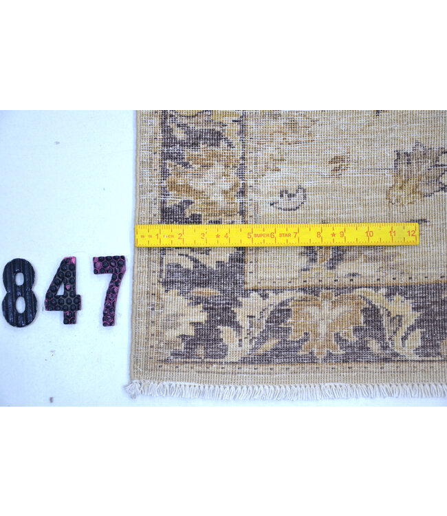 Ziegler Wollhandgeknüpfter Teppich in Beige und Lila – 323 x 077 cm