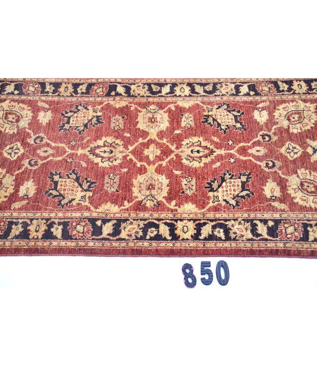 Kazak Wollhandgeknüpfter Teppich in Rot und Blau – 348 x 078 cm