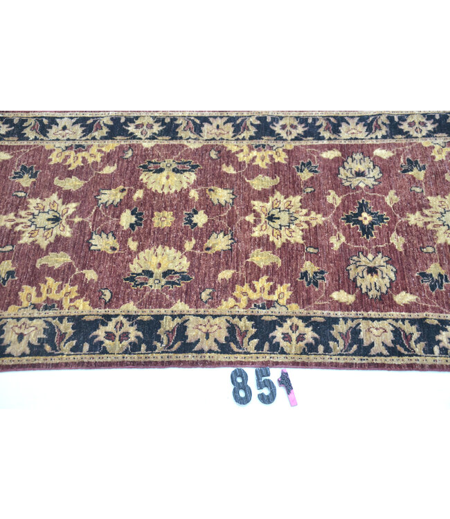 Bordeaux Ziegler Läufer – 295 x 074 cm – Handgeknüpft aus Wolle