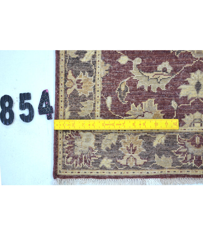 Bordeaux & Beige Handgeknoopt Runner Tapijt – 286 x 075 cm – Traditioneel Design