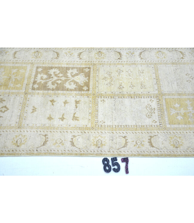 Lichte Patchwork Handgeknoopt Tapijt – 295 x 076 cm – Beige & Aardetinten
