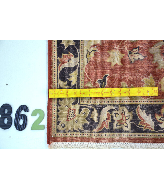 Vintage Handgeknüpfter Wollteppich - Rote Farbe mit Blumenmustern, 241x073 cm