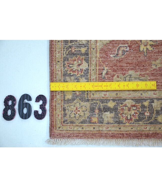 Vintage Hand-Knotted Wool Rug - Red with Floral Motifs, 339x074 cm