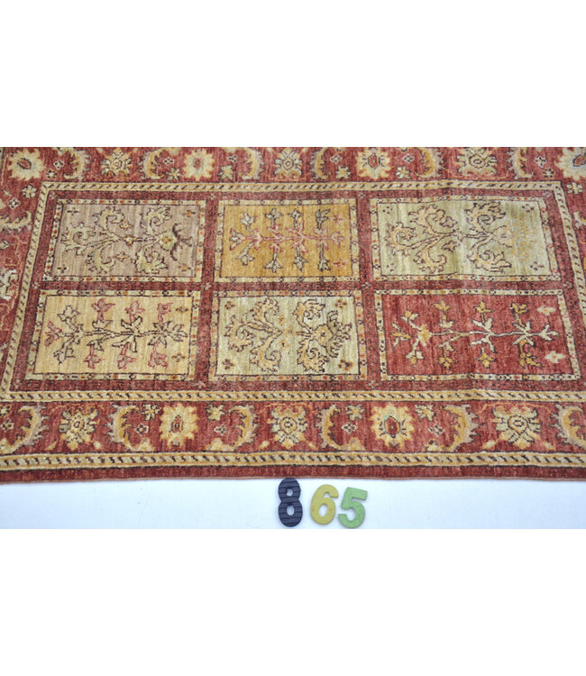 Hand-Knotted Wool Rug – Gabbeh Pattern, Red with Yellow Accents, 122x074 cm