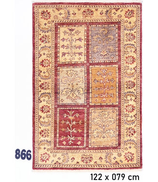 Handgeknüpfter Gabbeh Teppich in Rot und Gelb | 122x79 cm | Wolle Handgeknüpfter Gabbeh Teppich in Rot und Gelb | 122x79 cm | Wolle