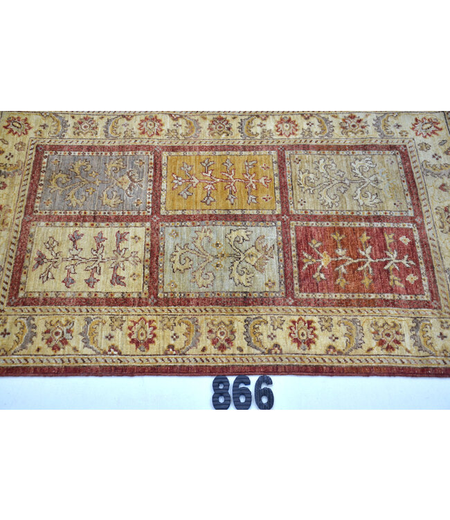 Handgeknüpfter Gabbeh Teppich in Rot und Gelb | 122x79 cm | Wolle