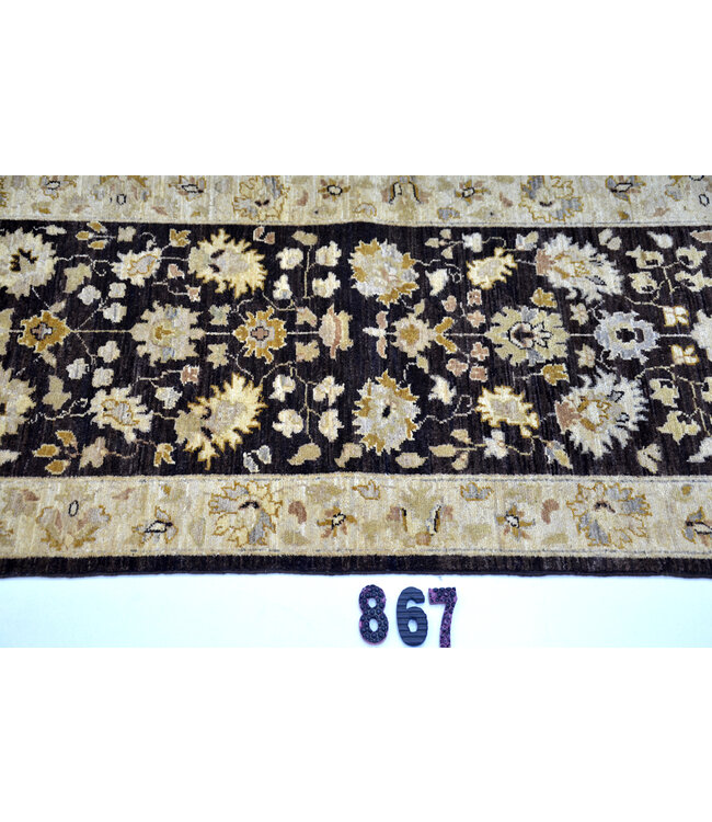 Black Antique Ziegler Runner – Hand-knotted Wool Carpet – 400 x 075 cm