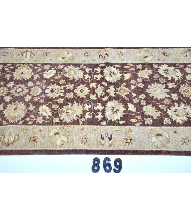 Bruin Antiek Ziegler loper – handgeknoopt wollen tapijt – 593 x 076 cm