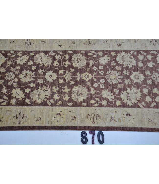 Roodbruin Antiek Ziegler loper – handgeknoopt wollen tapijt – 286 x 073 cm