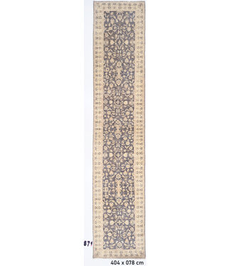 Grauer Antiker Ziegler Läufer – handgeknüpfter Wollteppich – 404 x 078 cm Grauer Antiker Ziegler Läufer – handgeknüpfter Wollteppich – 404 x 078 cm