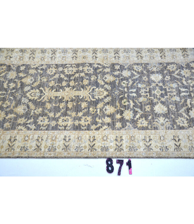 Grijs Antiek Ziegler loper – handgeknoopt wollen tapijt – 404 x 078 cm