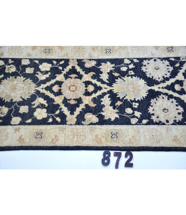 Black Antique Ziegler Runner – Hand-knotted Wool Carpet – 296 x 072 cm