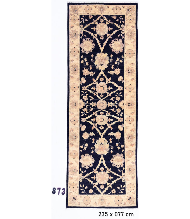 Black Antique Ziegler Runner – Hand-knotted Wool Carpet – 235 x 077 cm