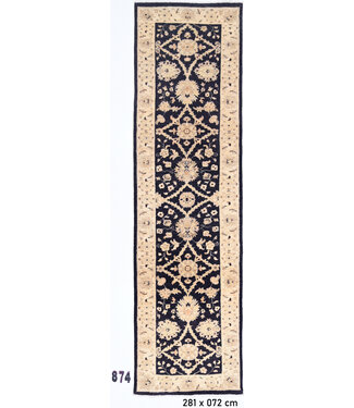 Zwart Antiek Ziegler loper – handgeknoopt wollen tapijt – 281 x 072 cm Zwart Antiek Ziegler loper – handgeknoopt wollen tapijt – 281 x 072 cm